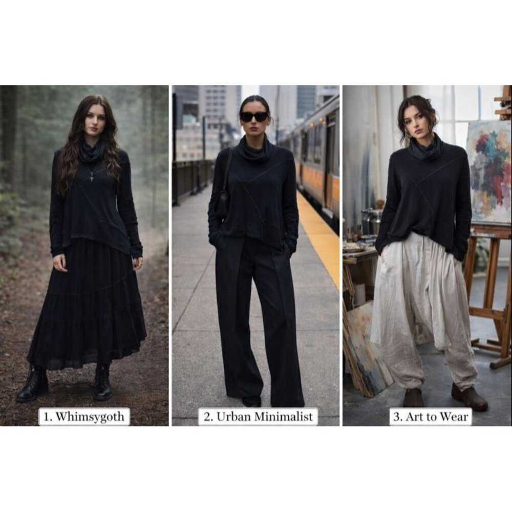 Free People Women Black Ruched Cowl Neck Top M | Whimsygoth, Minimalist, Artwear